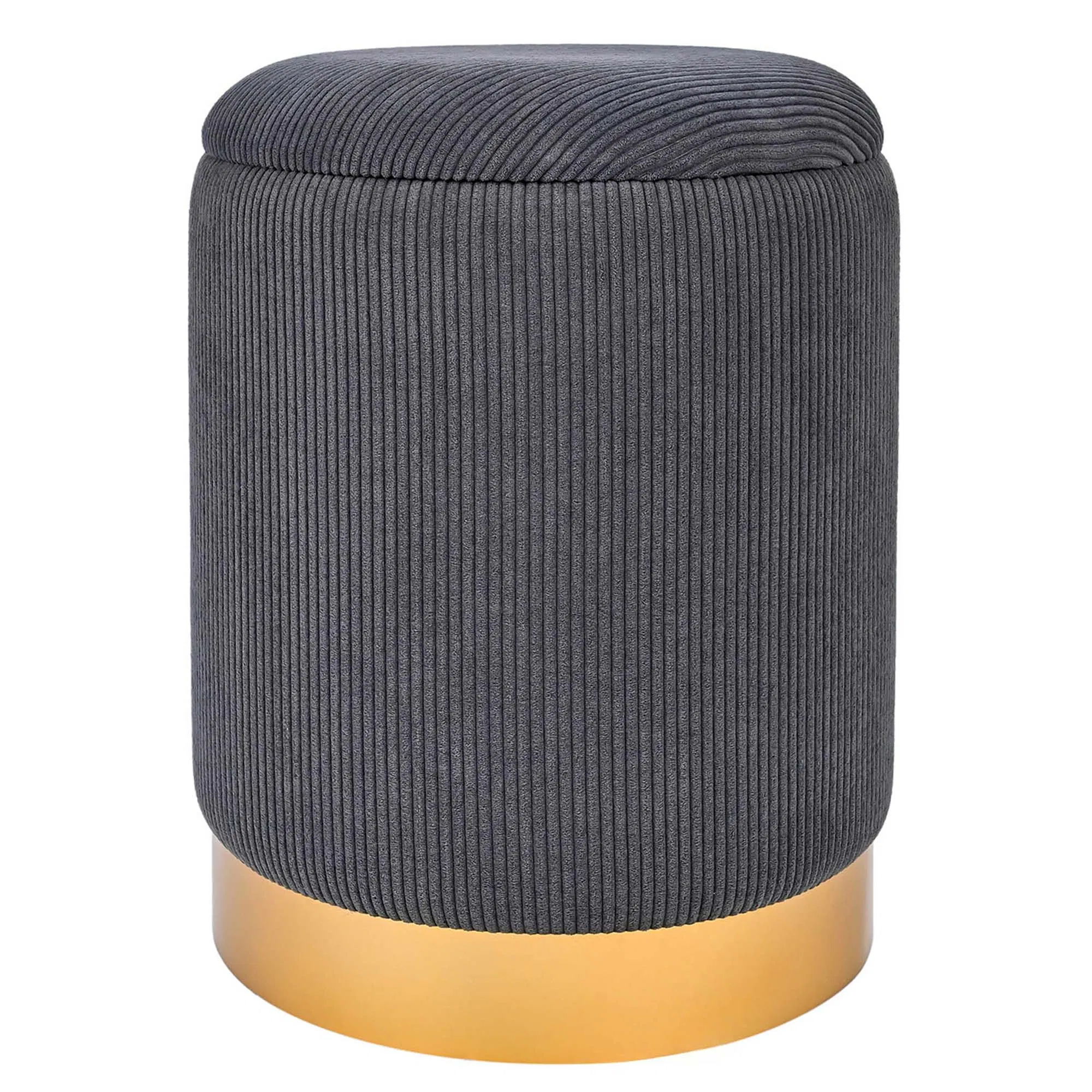 Factory Wholesale High Quality Round Fabric Covered Gold Stainless Steel Ottoman