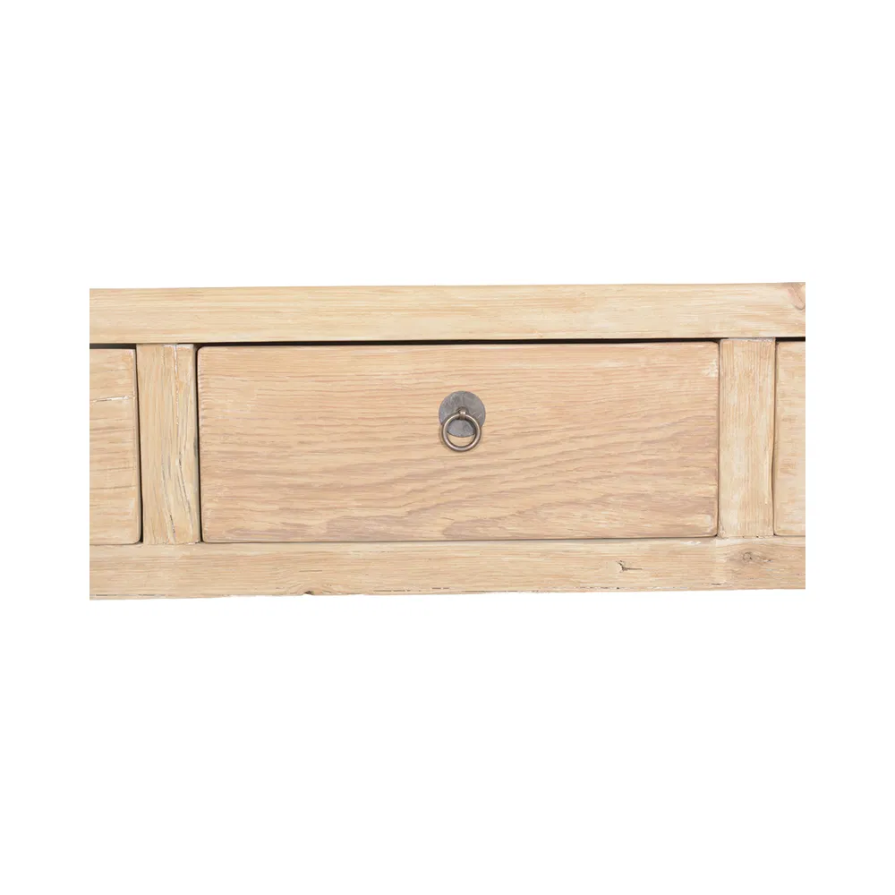 Vintage Reclaimed Pine Wood Console Table with Three Drawers