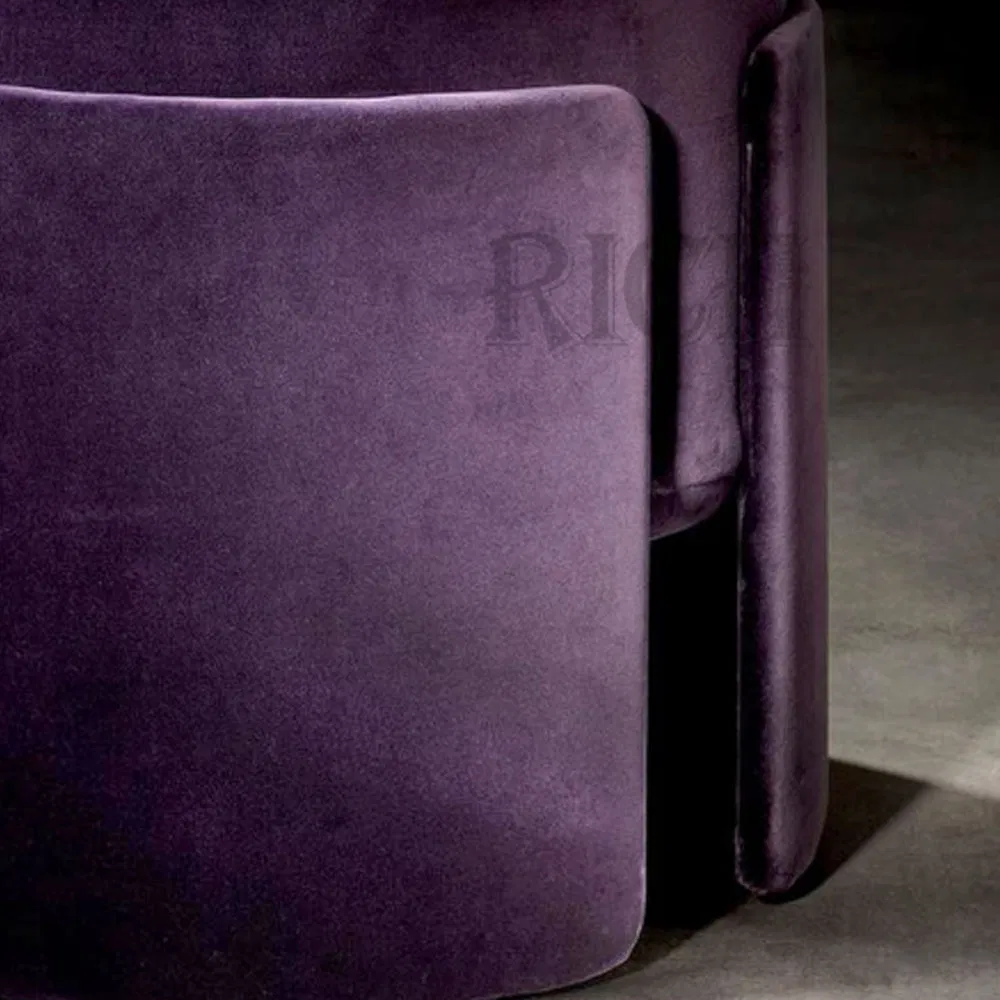 Round Shape Purple Velvet Footstool Modern Living Room Foot Stool Ottoman