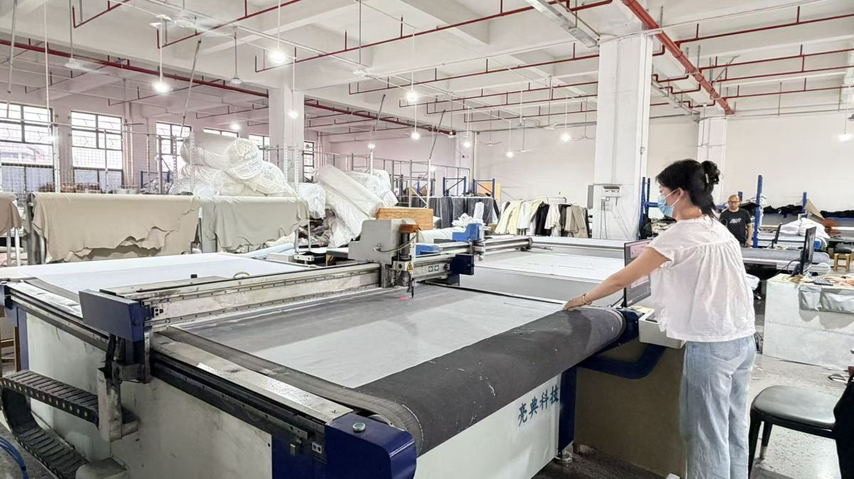 PU leather cutting process at Captain Living