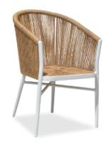 Modern Minimalist White Rope Accent Chair for Balcony