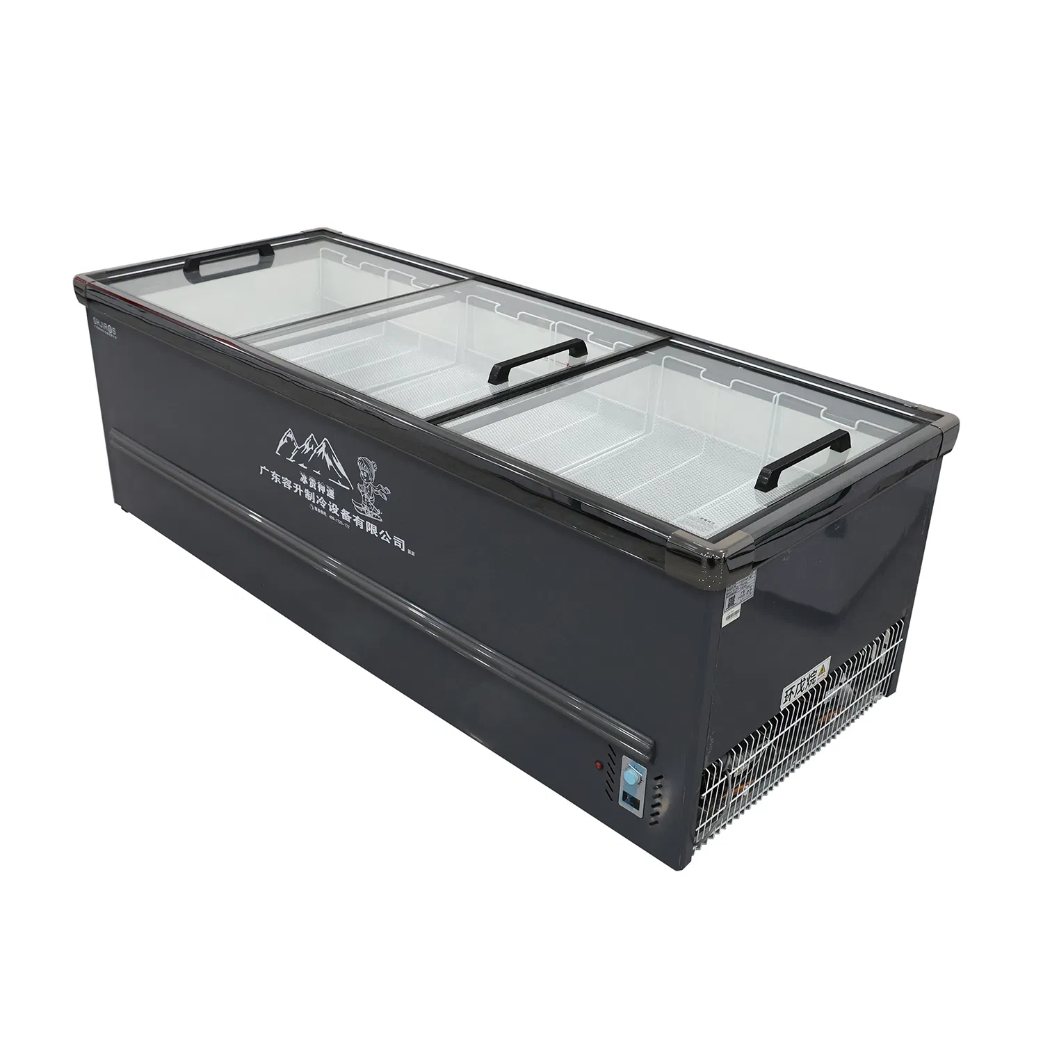 Supermarket Deep Island Cabinet with Sliding Glass Door Display Refrigeration Equipment