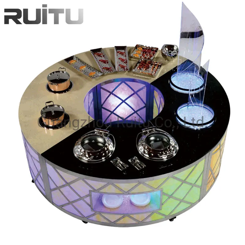 Buffet Cafeteria Counter Station LED Banquet Dining Table