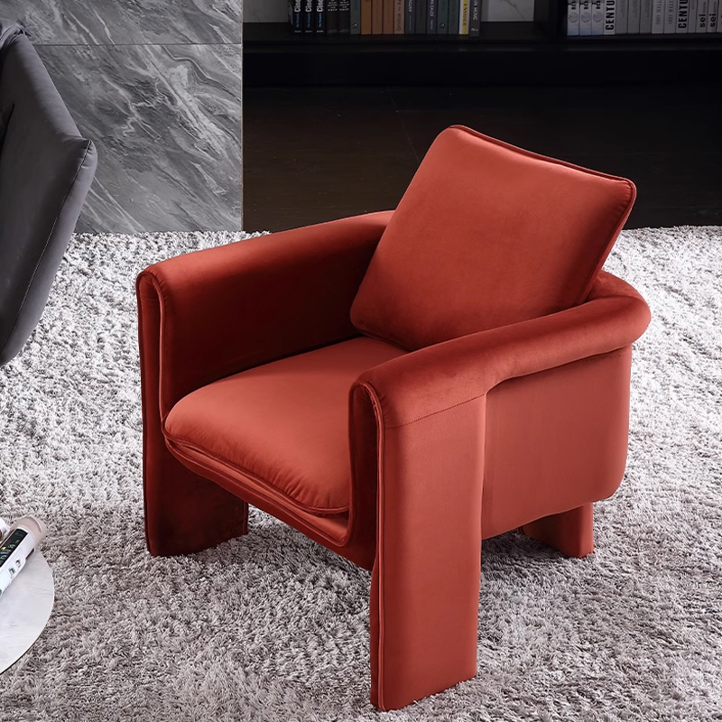 Soft Upholstered Lounge Curved Velvet Wing Shell Chair Living Room Modern Accent Leisure Chair