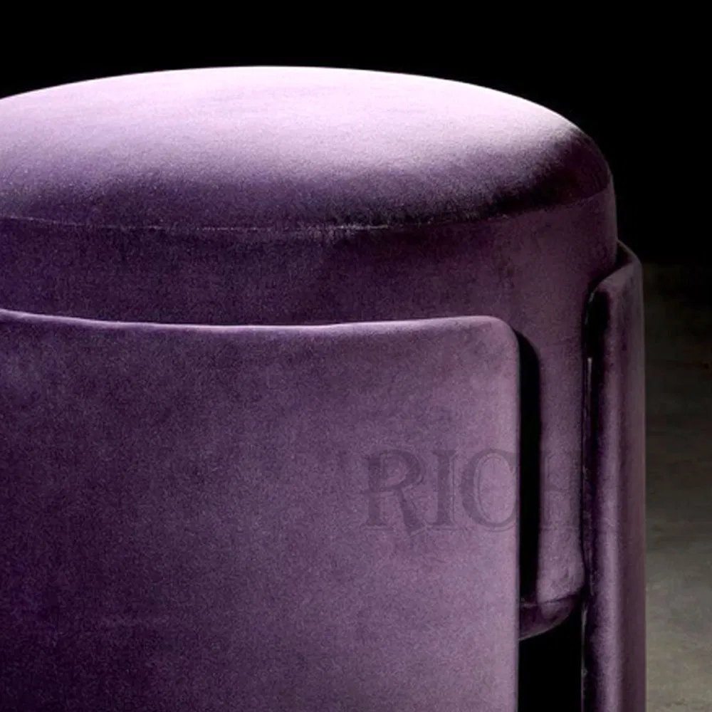 Round Shape Purple Velvet Footstool Modern Living Room Foot Stool Ottoman