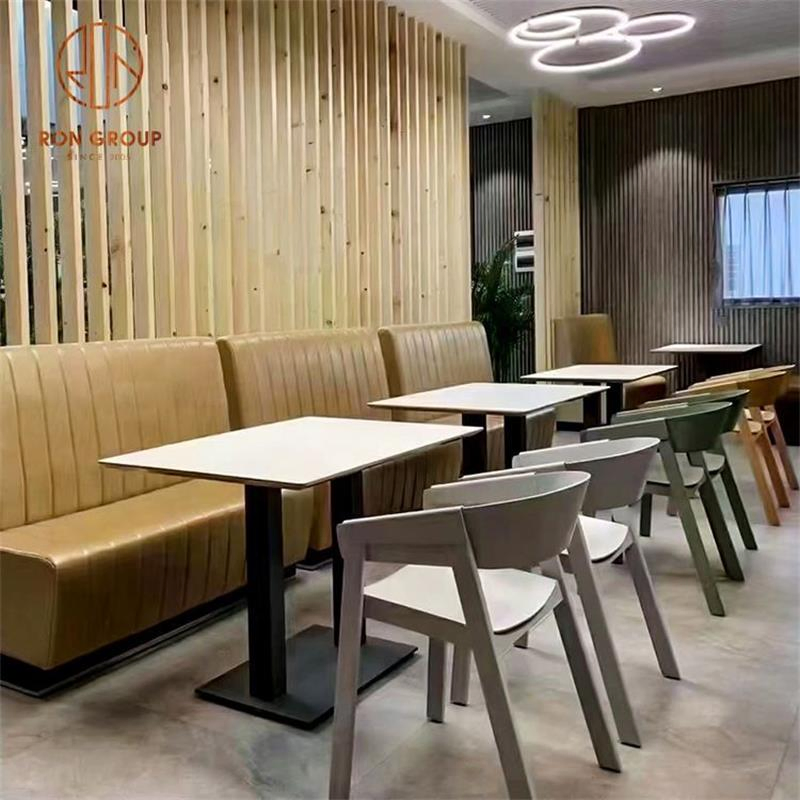 Elegant Cafe Coffee Wholesale Square Stainless Steel Metal Base Durable Buffet Restaurant Table for Commercial Use