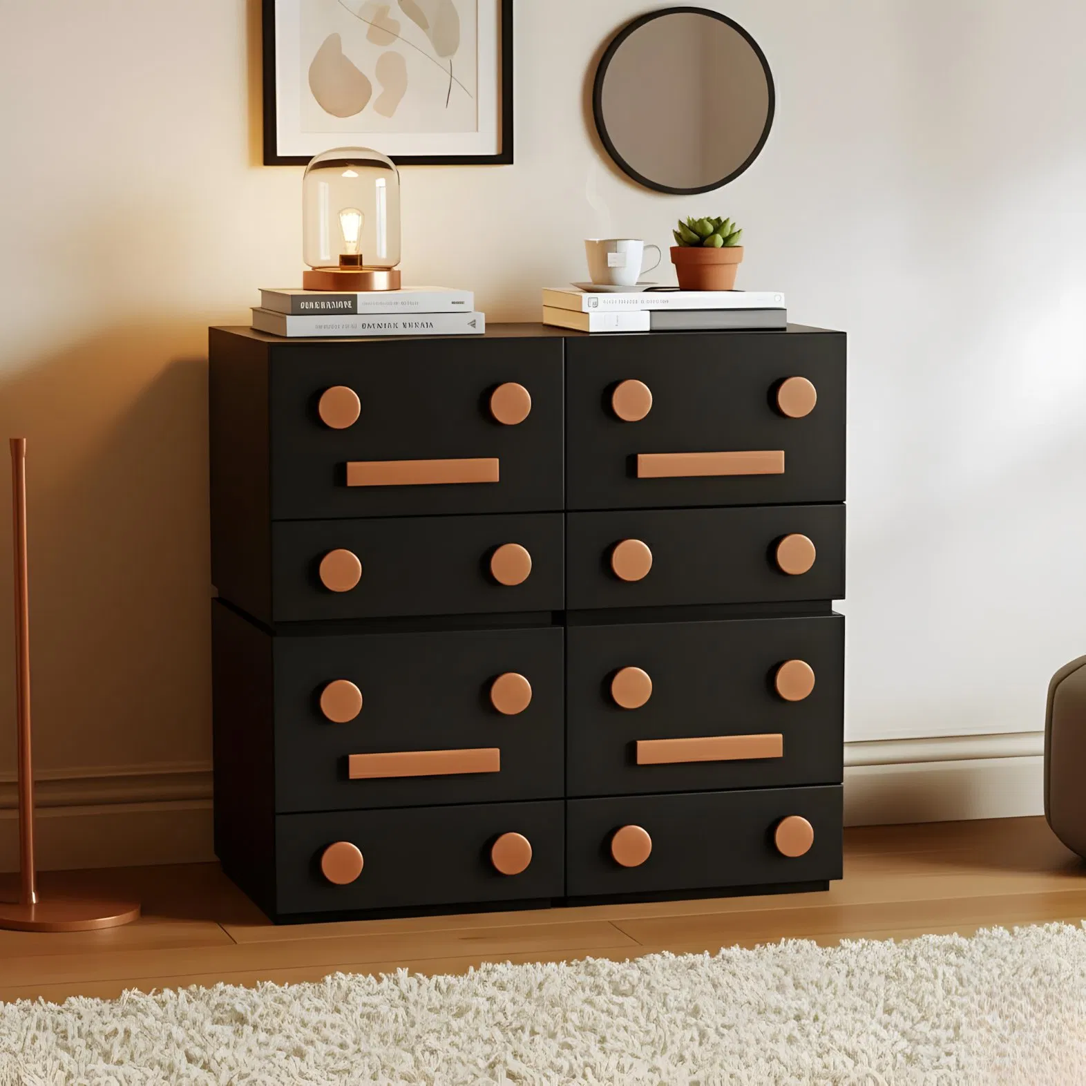 Modern Decorative Black Sideboard Cabinet Minimalist Buffet Storage Furniture