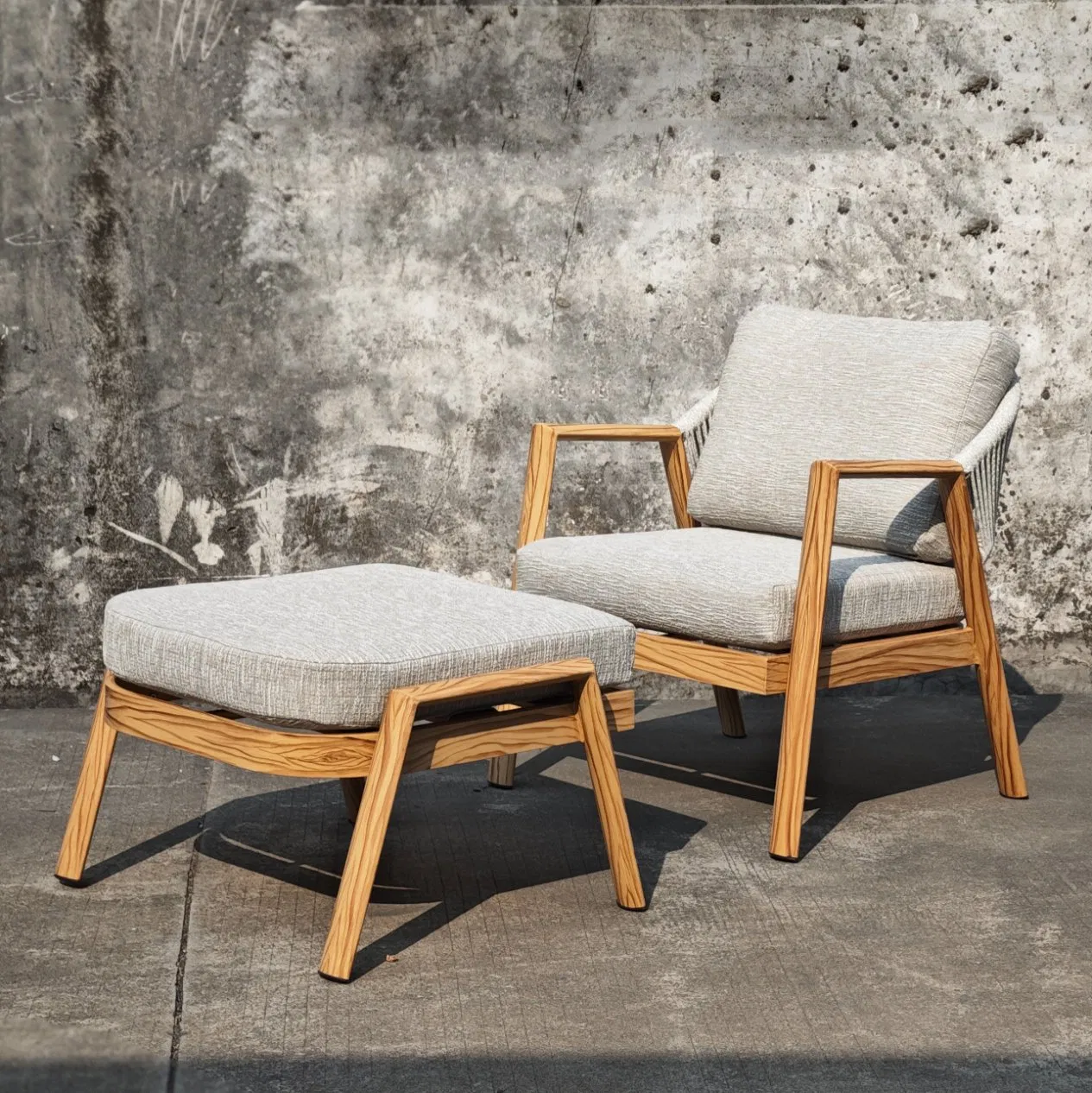 Outdoor Patio Leisure Chaise Lounge Soft and Comfortable Ottoman Footrest