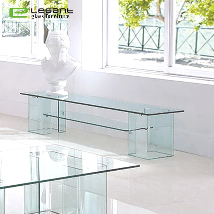 Clear Tempered Glass Storage Function Cabinet TV Stand