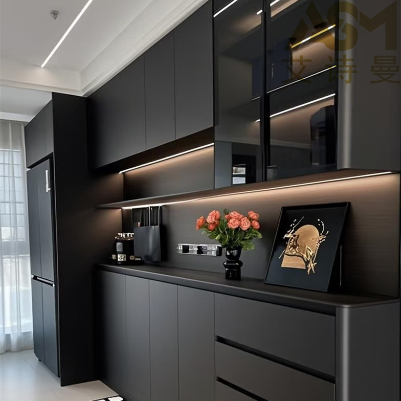 Chinese Factory Nordic Solid Wood Rattan Door Sideboard Modern Storage Customized Buffet Cabinet Storage Oak Rustic Buffet Sideboard