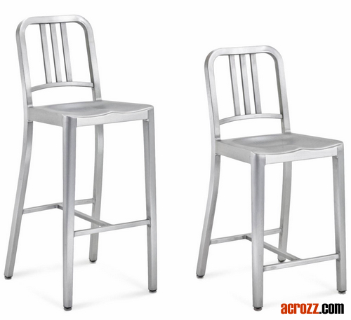 Emeco Chrome Steel Aluminum Alloy Stack 1 Inch Counter Bar Stool