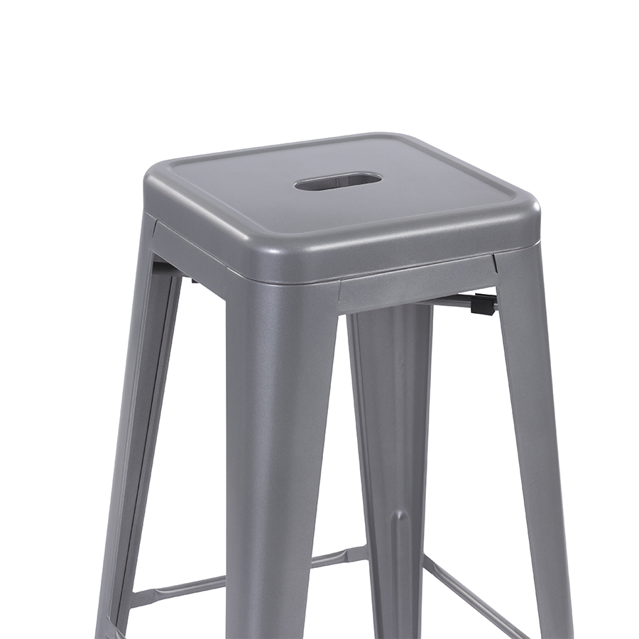 Modern Stackable Outdoor Metal Gray Bar Stools