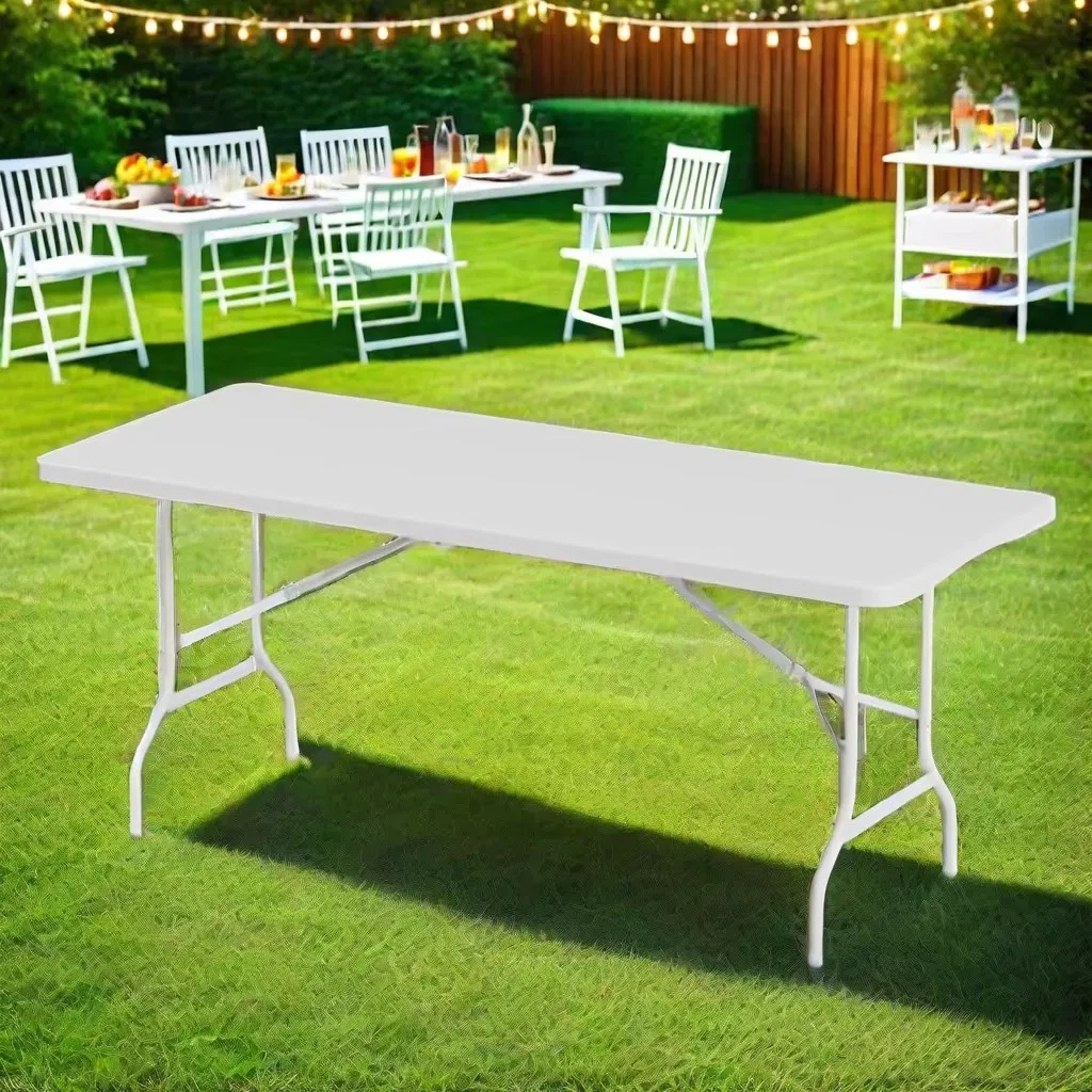 6FT Foldable Party Table Plastic Banquet Table for Weddings, Birthday Events Buffet Setup