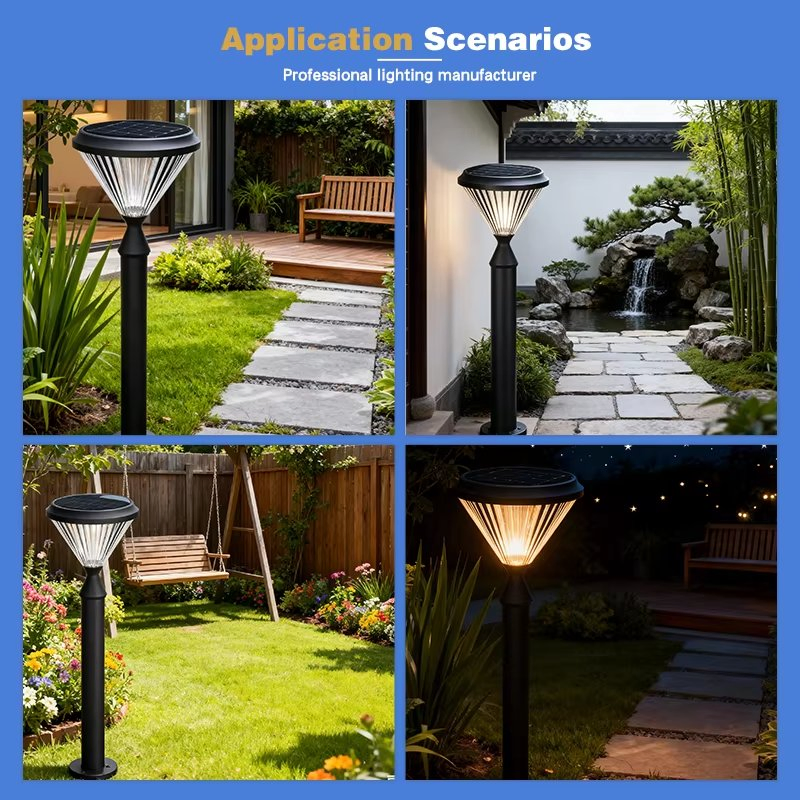 Modern Design 8000mAh Lawn Light Solar Powered Effect LED for Backyard Fence Landscape Accent