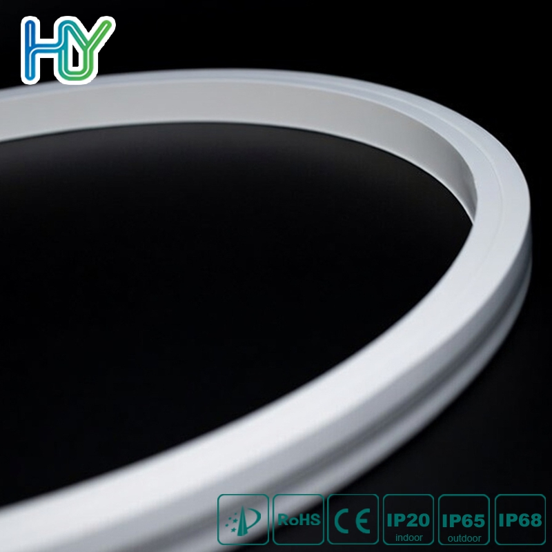China Manufactory Smooth DOT-Free LED Neon Strip 12V/24V Side-Bend Top-Bend IP65 Silicone Flexible 5m Roll for Signage Lighting
