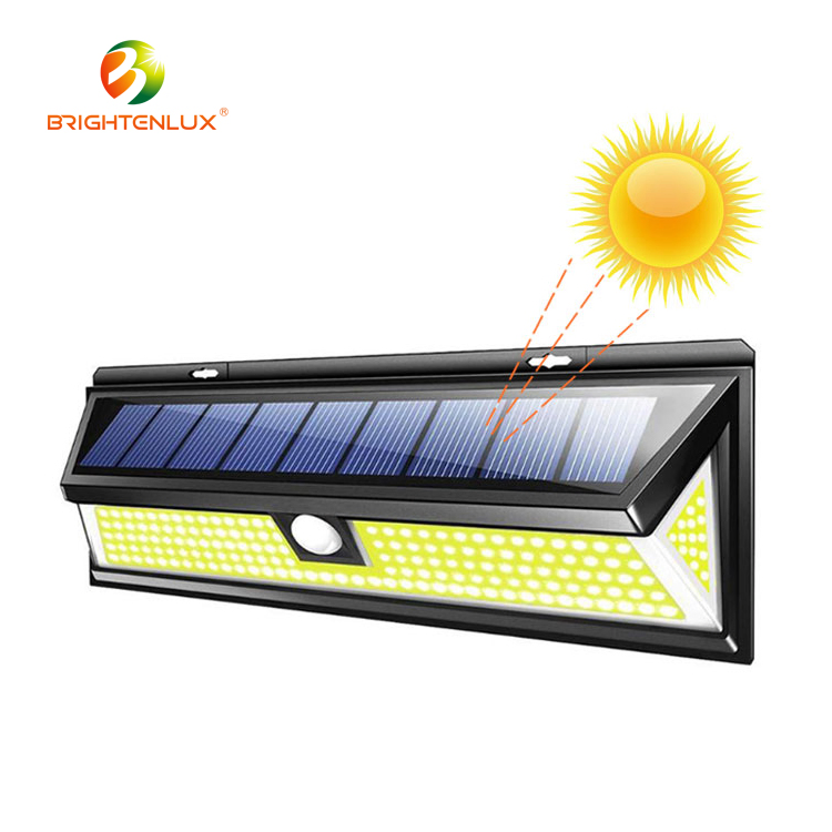 Brightenlux Wholesale Wall Mounted COB Powered Security PIR Sensor Motion LED Outdoor Solar Light Garden Price
