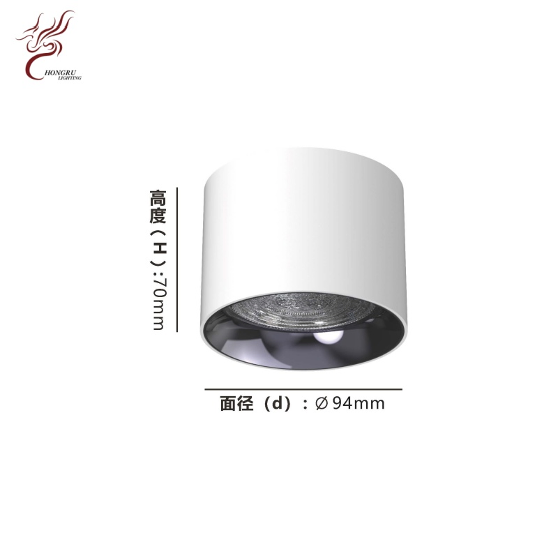 AC220V White Cylindrical LED Downlight, Aluminum Alloy Round Surface Mount Spotlight Commercial Household Ceiling Light