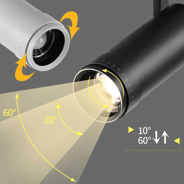 Tuya APP Zigbee Smart 10W 20W Zoomable LED Track Lights Modern 48V Spotlight System 0-10V Dimmable COB Magnetic Track Lighting