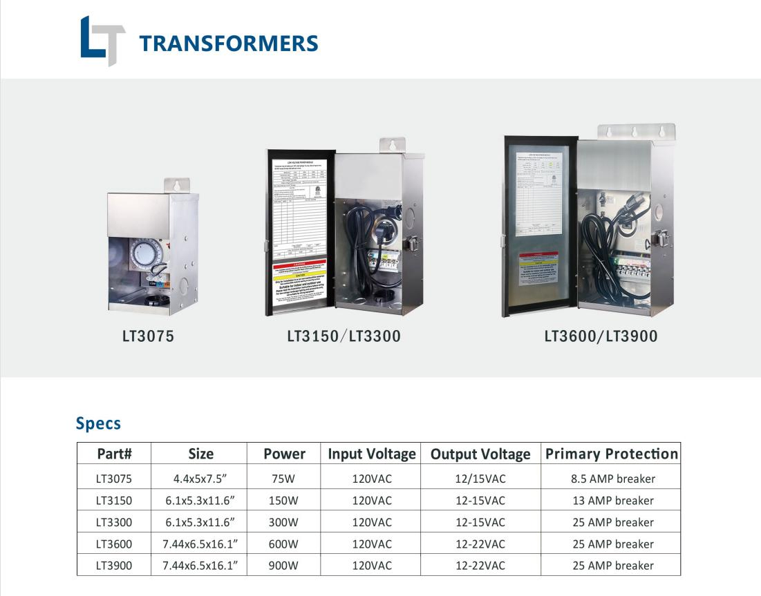 75W 12/13/14/15VAC Low Voltage Transformer for Outdoor Landscape Lighting Power Supply with Built-in Timer
