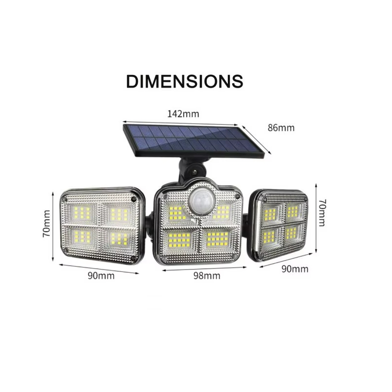 Outdoor Solar Flood Security Lights with Motion Sensor 3 Heads