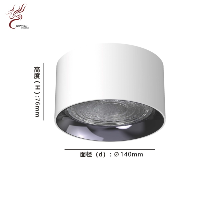 AC220V White Cylindrical LED Downlight, Aluminum Alloy Round Surface Mount Spotlight Commercial Household Ceiling Light