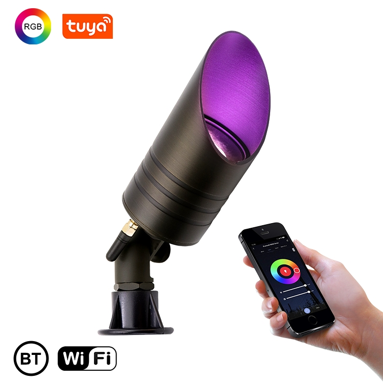 Smart RGB Antiglare Brass Low Voltage Landscape Lighting Outdoor LED Spot Light