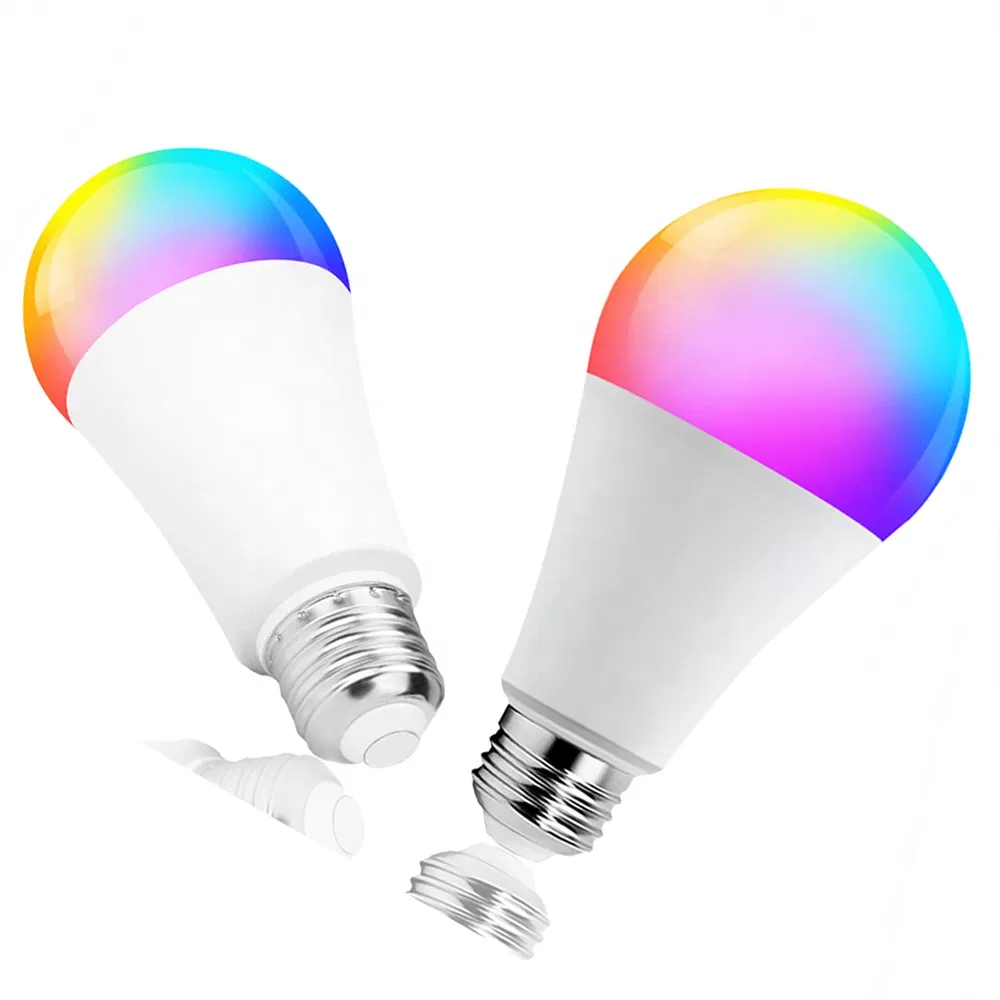 Ledamp Aluminum and Plastic Tuya Powered WiFi+Bluetooth Dimmable and CCT Changeable E26 E27 9W LED Smart Life Smart Bulb
