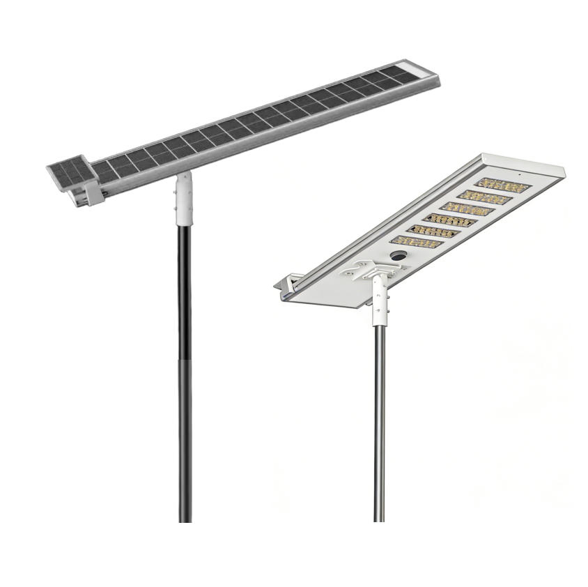 120W Commercial-Grade High Brightness Self Clean All-in-One Solar Street Light for Main Roads