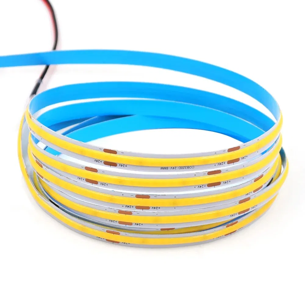12V 24V COB Strip Light 8mm 320ledsm High Density Linear Lighting 5m 10m Flexible Ribbon Rope LED Tape Strip for Room Decoration