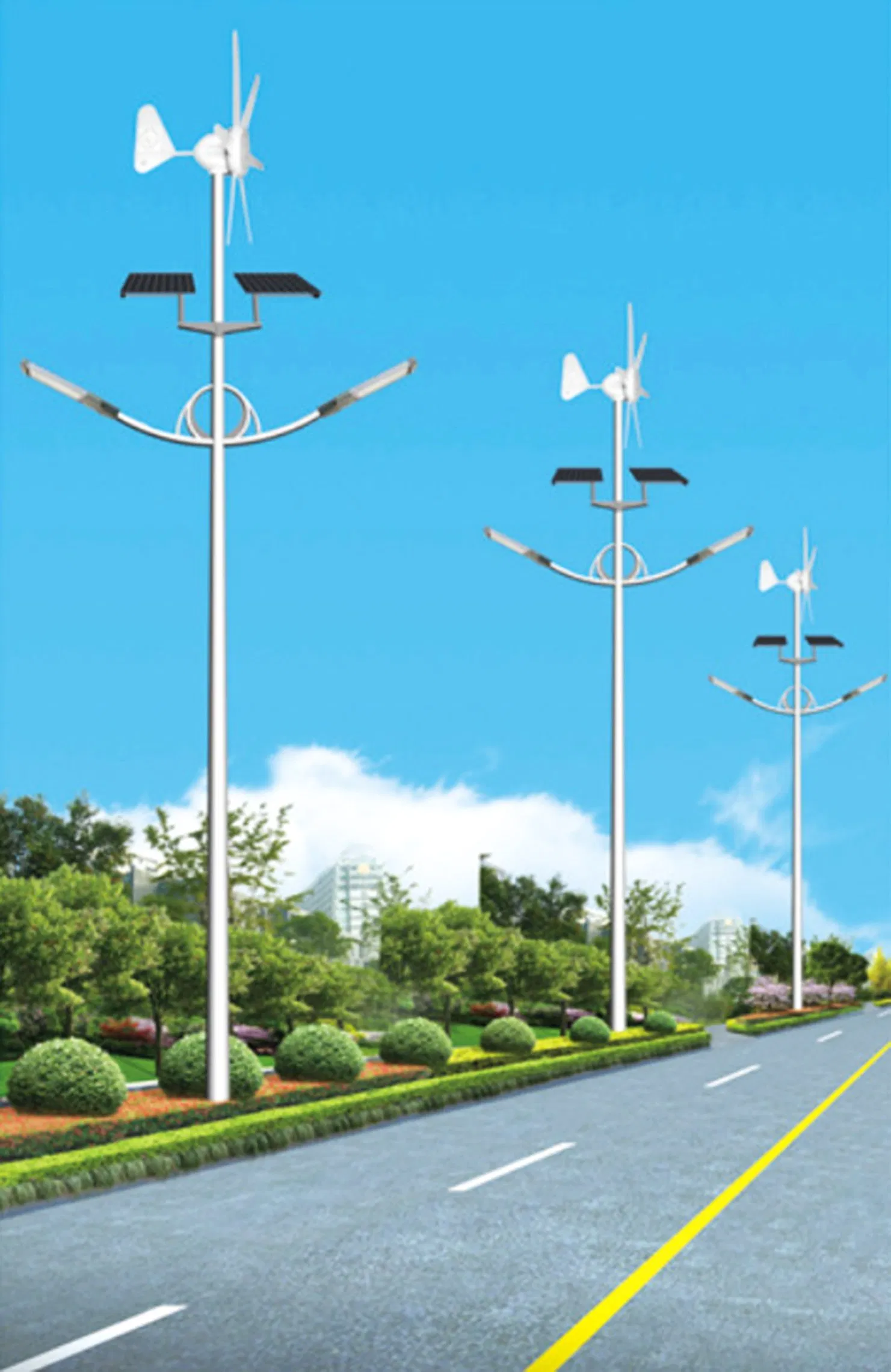 Eco-Friendly AC DC Hybrid Wind Solar Street Light System
