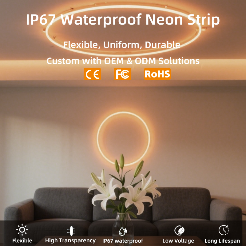 16x16mm IP67 Waterproof Neon LED Strip Light 12V/24V Flexible Silicone Neon Tube for Landscape Commercial Lighting OEM ODM