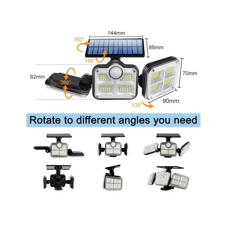Outdoor Solar Flood Security Lights with Motion Sensor 3 Heads