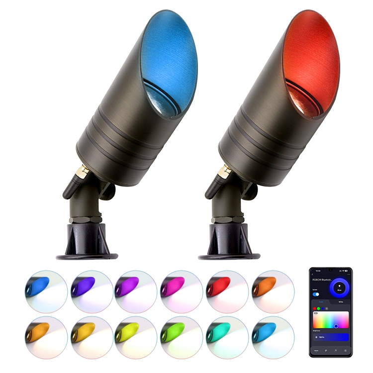 Smart RGB Antiglare Brass Low Voltage Landscape Lighting Outdoor LED Spot Light