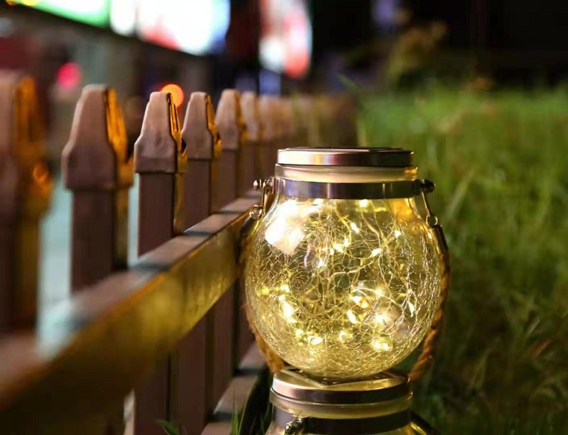 Newish Solar Light 20 LED Mason Jar Light Waterproof Crack Glass Solar Light Outdoor Hanging for Home Garden