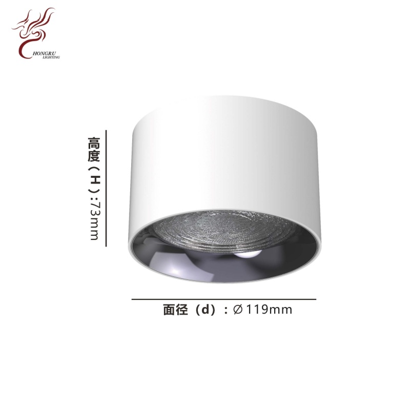 AC220V White Cylindrical LED Downlight, Aluminum Alloy Round Surface Mount Spotlight Commercial Household Ceiling Light