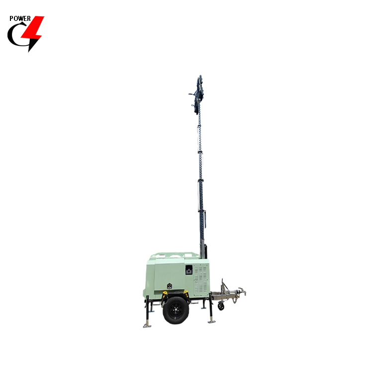 Hybrid Diesel Generator Light Tower with Solar Panel and Backup Battery
