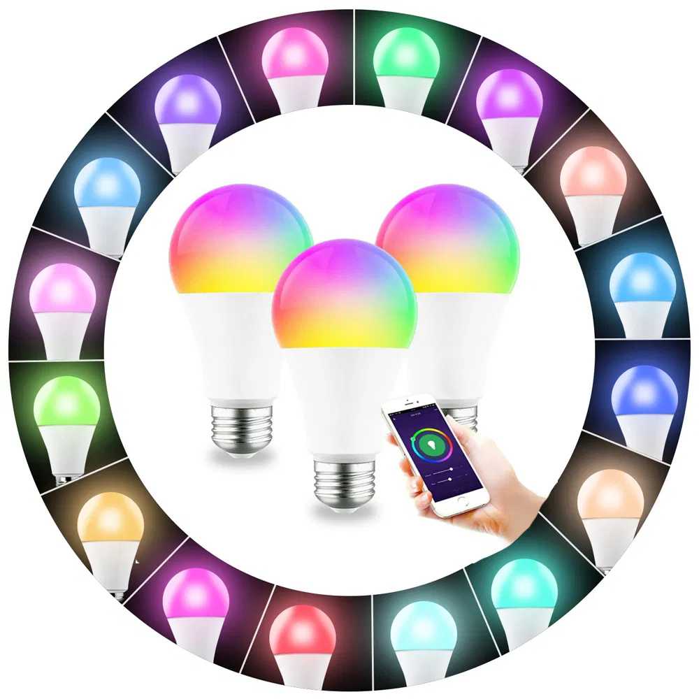 Ledamp Aluminum and Plastic Tuya Powered WiFi+Bluetooth Dimmable and CCT Changeable E26 E27 9W LED Smart Life Smart Bulb