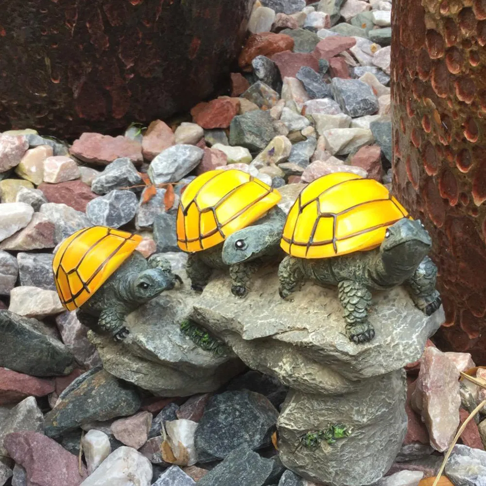 Solar Powered Turtles-on-Log Outdoor Accent Lighting LED Garden Decoration Bl17901