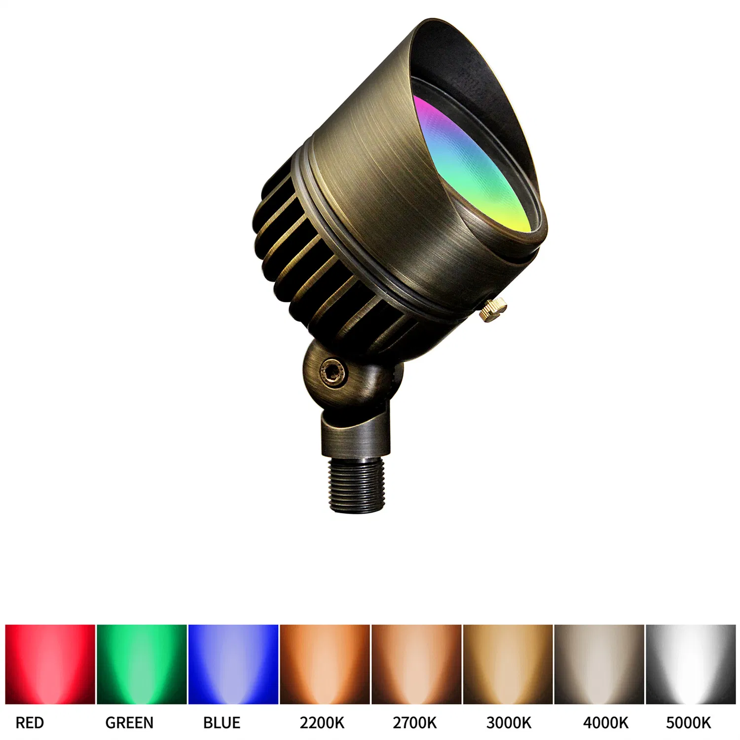 LED RGB Low Voltage Landscape Lighting Brass Color Changing Landscape Lights 12V Outdoor Spot Lights for Yard Garden Pathway Lawn Lighting