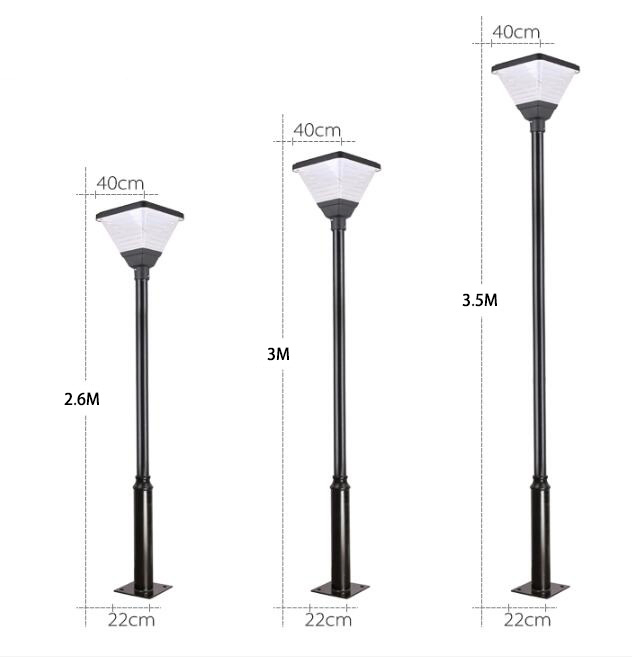 DC Powered AC Hybrid Courtyard LED 20W IP65 Landscape Solar Pole Light