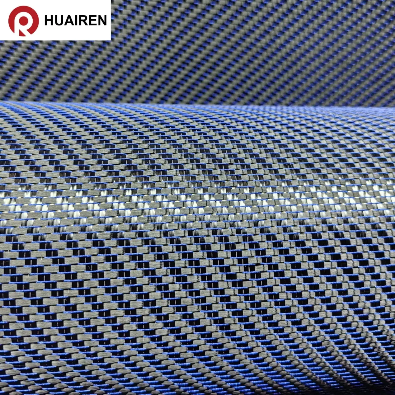 OEM 310GSM Twill Carbon Fiber Blue Yarn Hybrid Fabric for Automobile Parts
