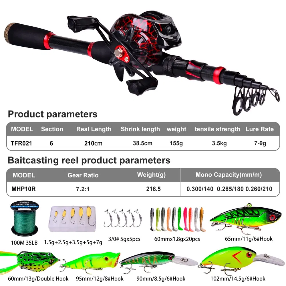 Hot Sale Saltwater Freshwater Carbon Fiber Telescopic Pole Fishing Accessories Tools Tackle Spinning Bait Casting Reel Combo Rod