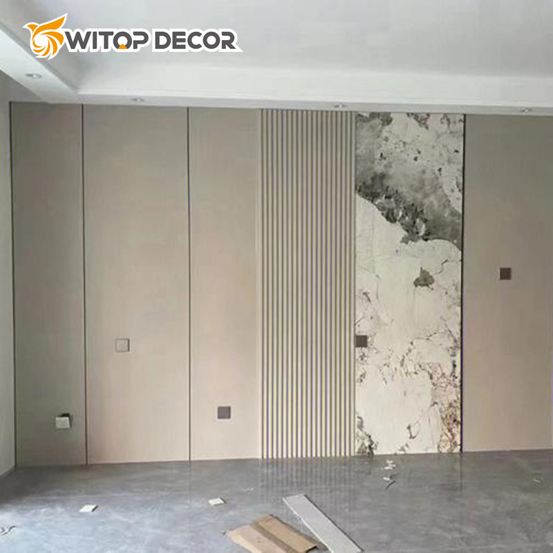 Interior Decoration 8mm Bamboo Charcoal Fiber Wood Veneer Metal Texture Solid Wall Board Mirror Finish Wall Panels