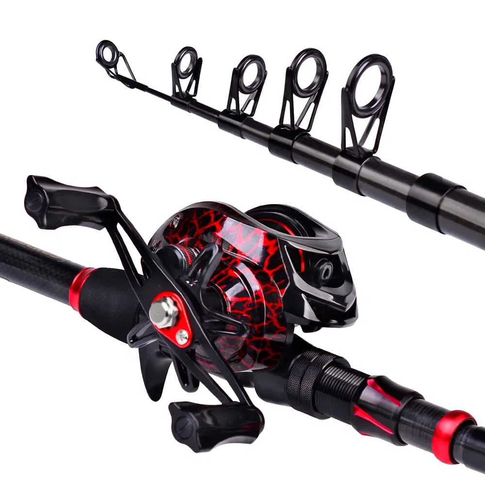 Hot Sale Saltwater Freshwater Carbon Fiber Telescopic Pole Fishing Accessories Tools Tackle Spinning Bait Casting Reel Combo Rod