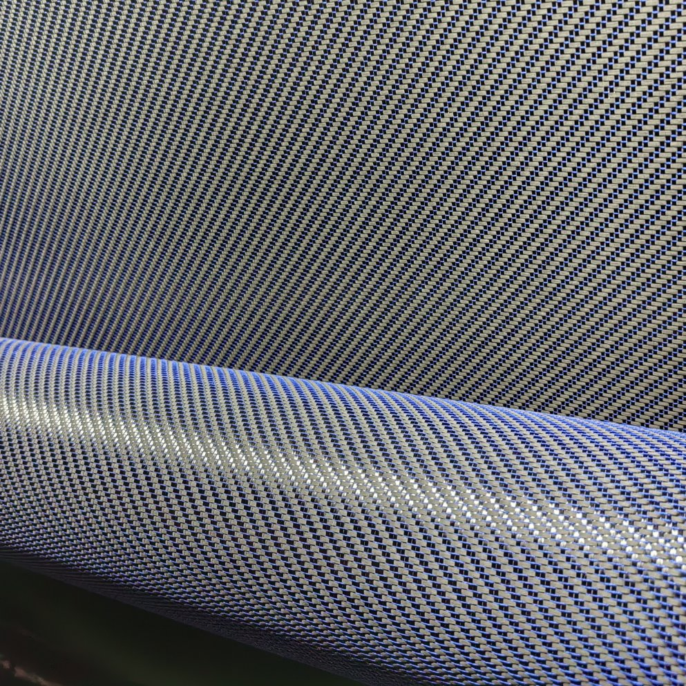 OEM 310GSM Twill Carbon Fiber Blue Yarn Hybrid Fabric for Automobile Parts