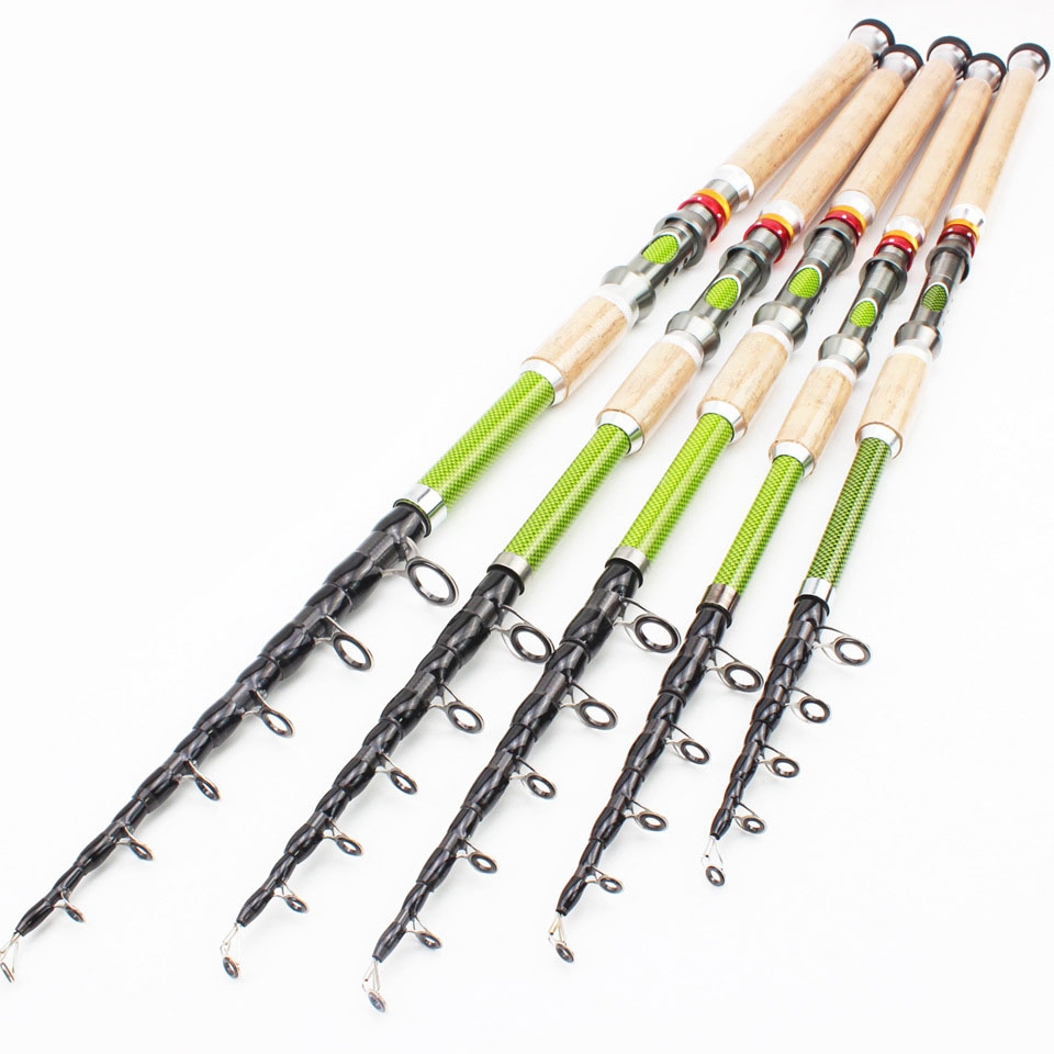 Freshwater&Saltwater 2.1m-3.6m Hard Action Body Telescopic Rod Carbon Fiber Spinning Rod for Bass Trout Catfish Fishing