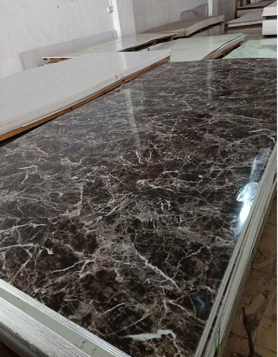 Hot Sale 3mm 4X8 Alternative UV Spc WPC Board Marble Effect Carbon Fiber Panels Bamboo Carbon Crystal Wall Panel PVC Marble Sheet for Wall Decoration