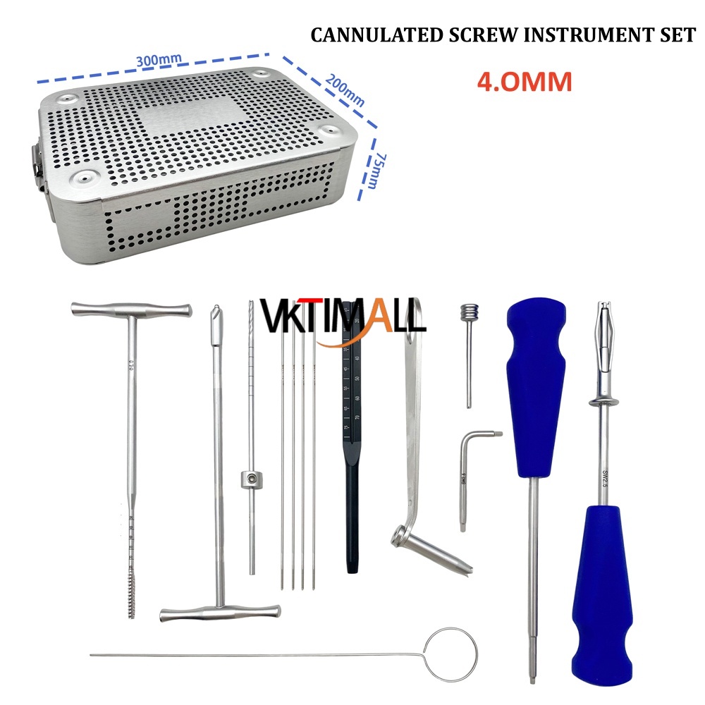 Orthopedic Surgical Instruments 4.0mm Cannulated Screw Instrument Set Reusable with Sterilization Box
