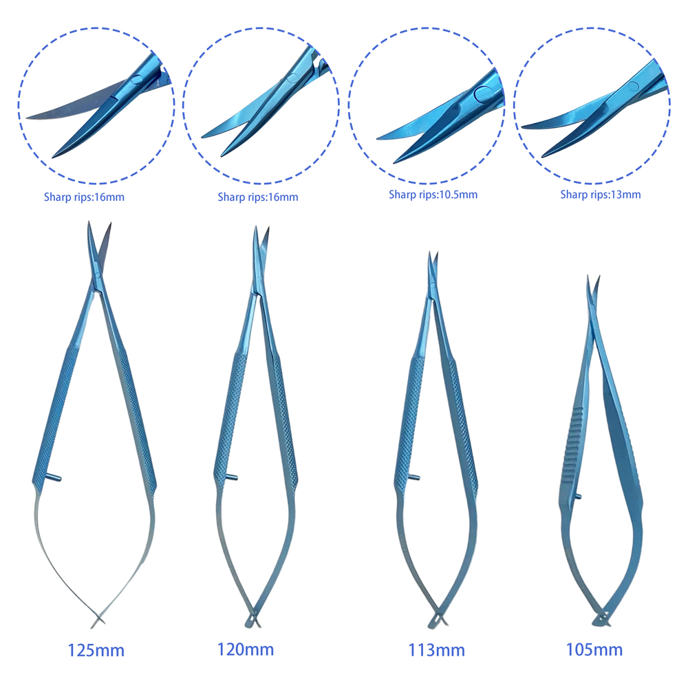 Ophthalmic Castroviejo Corneal Scissors Curved Blunt Tip Ophthalmic Surgical Instruments Flat/Round Handle