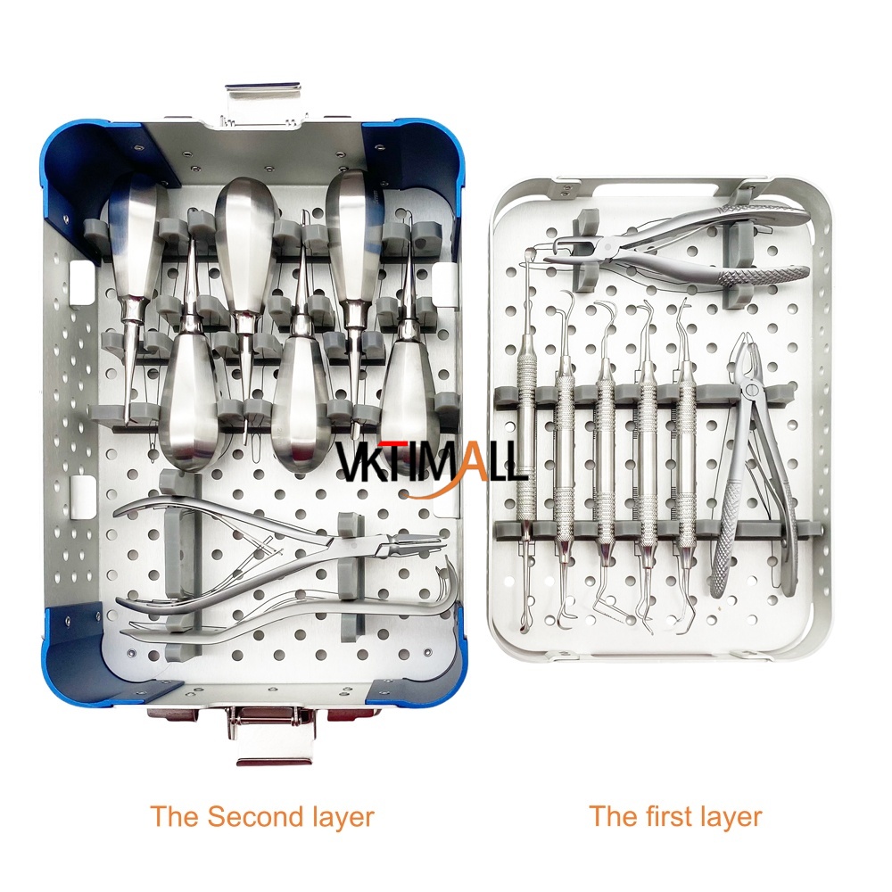 QSWTITAN Pet Extraction Forceps Surgical Instruments Dental tool Kit with Sterilization box Dogs Featuring Kit